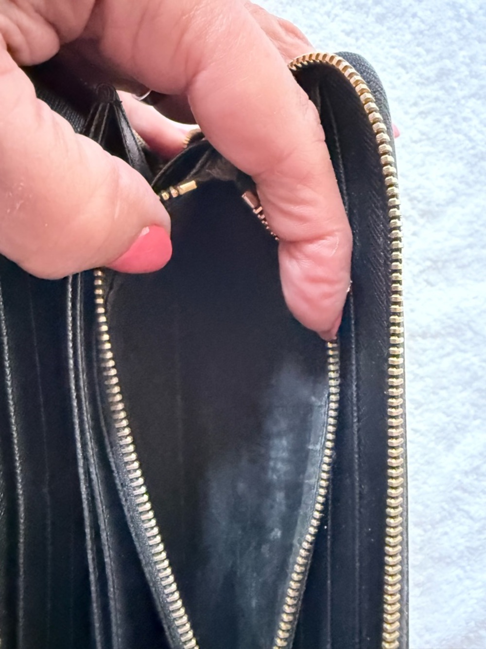 Prada Black Saffiano Leather Wallet with Gold Triangle Logo - Picture 9 of 11